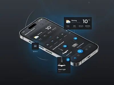 Smart Home Mobile App ai artificial intelligence connectedhome homeautomation homecontrol homenetworking homesecurity hometech ios neumorphism skeuomorphism smartcamera smartdevices smarthome smartlight smartliving smartlock smartsecurity smartthermostat ui