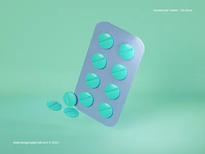 3D Icon Healthcare Tablet 3d blender design graphic design healthcare icon illustration logo medicine tablet ui vector