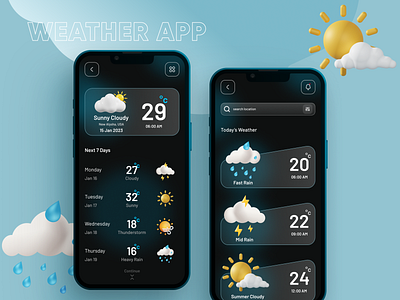 Weather App UI Design app design app ui app ux behance daily design dribbble figma mobile ui ui ui bucket ui design ui designer ui trends uiux user interface ux design ux designer weather weather app weather forecast