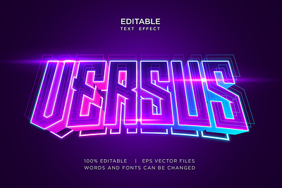 versus battle game title text effect in light background battle color editable effect esport font game glow gradient graphic design light logo match modern neon style team template versus