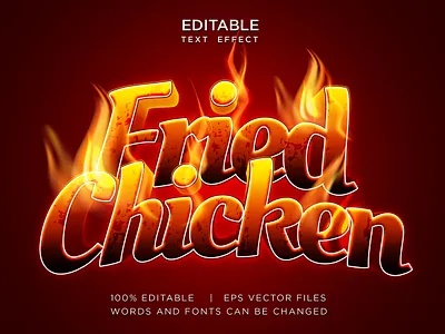 fried chicken label editable text logo with fire effect background bbq chilli design editable effect fire flame font food fried chicken grill hot label logo spicy sticker style template text