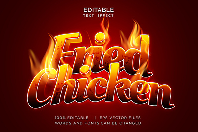 fried chicken label editable text logo with fire effect background bbq chilli design editable effect fire flame font food fried chicken grill hot label logo spicy sticker style template text