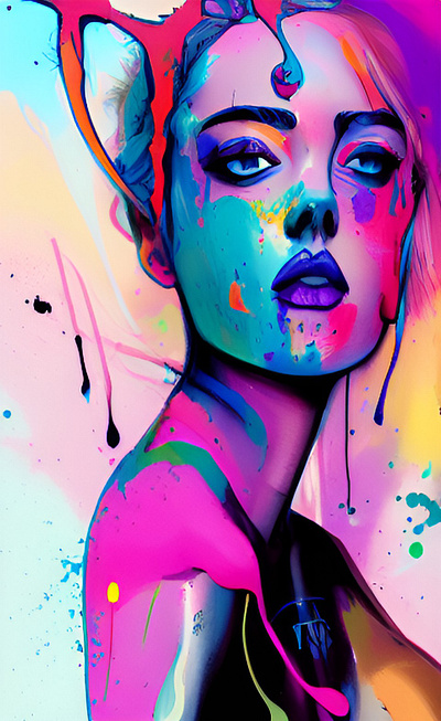 She by AI colorfull graphic design her love portrait woman