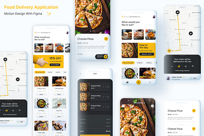 Food Delivery App Design animation app figma minimal mobile prototype ui