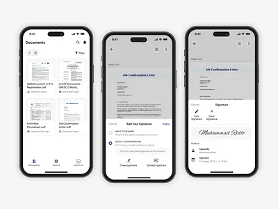 Signatures application detail document edit mobile sign signature signing ui ui ux uidesign uiux