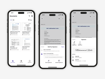 Signatures application detail document edit mobile sign signature signing ui ui ux uidesign uiux