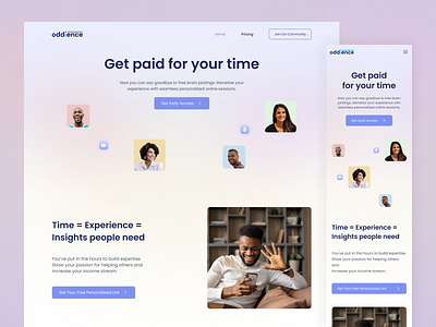 Oddience Landing Page figma hero section interface landing page marketing site responsive ui ui ux design website