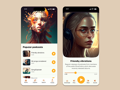 Mobile app for podcasts app design listen mobile mobile app mobile design neural network podcasts sound ux web design
