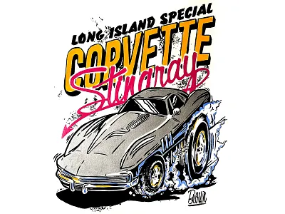 LONG ISLAND SPECIAL VETTE POSTER 60s acrylicpaint car carshow chevy corvette design edroth graphic design illustration longisland moto nascar poster print racecar retro stingray vintage