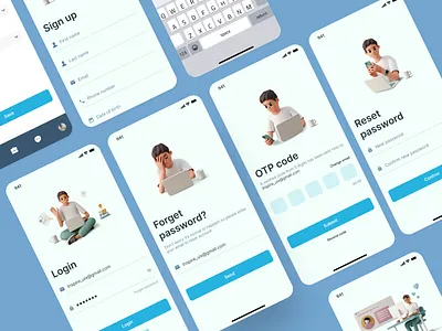Login / Sign up app UI 3d design ills illustration log in login sign up ui ui design uiux design ux