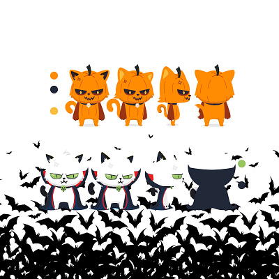 Halloween cats character project game mobile design branding character design graphic design illustration logo mobile ui ux vector