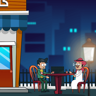 scene illustration for an arab cartoon series branding character design graphic design illustration logo mobile ui ux vector