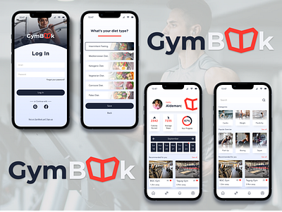 GymBook mobile application. figma gym logo mobile application ui design