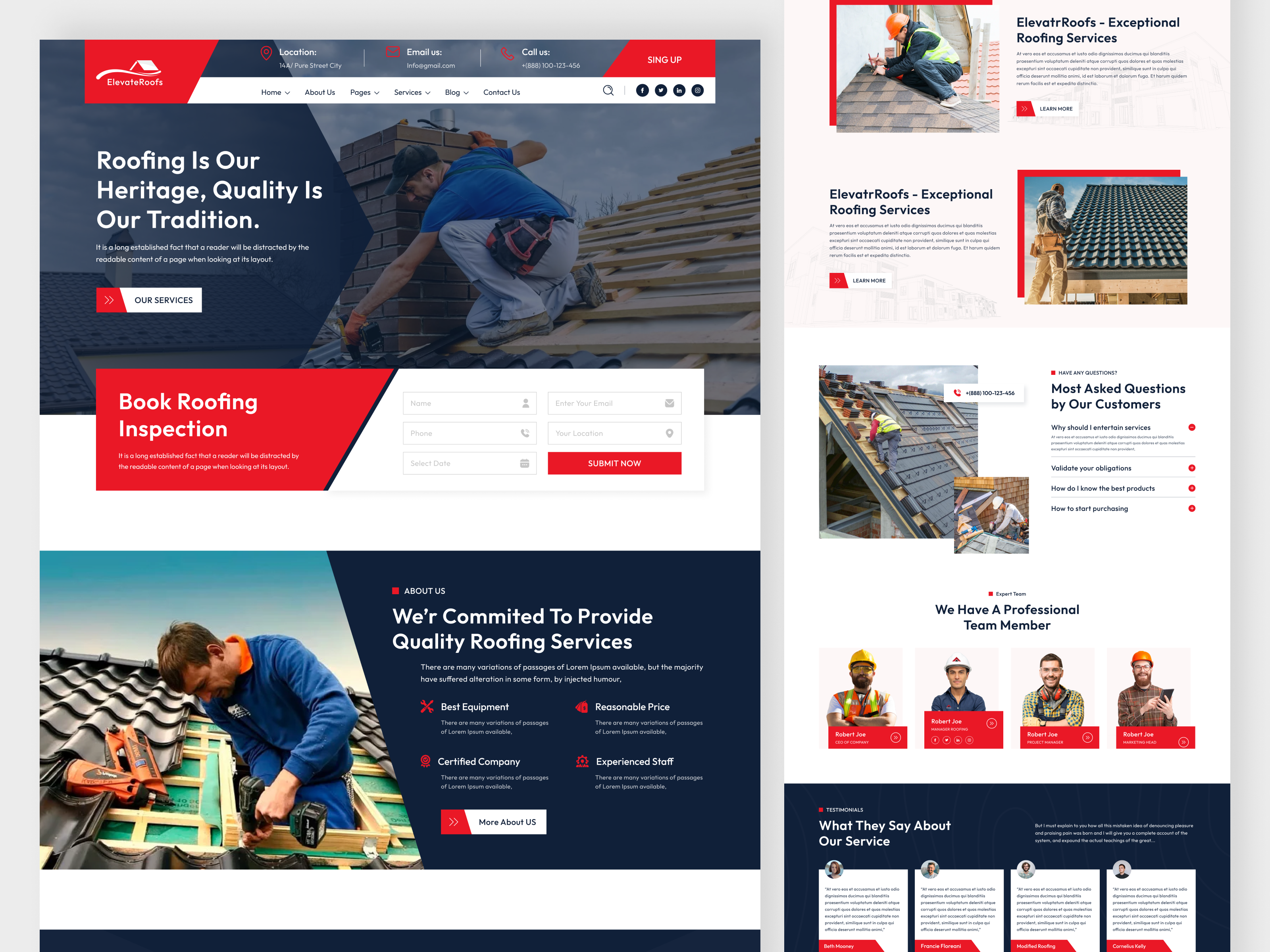 Example of Roofing Landing Page Website Design