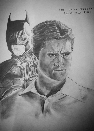 The Dark Knight art batman black and white christian bale dark knight drawing paper pencil pencil sketch personal shading sketch