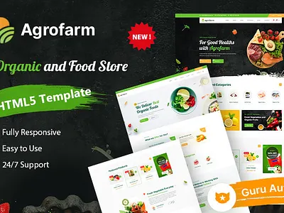 Agrofarm - Organic Food & Organic Store HTML5 Template 3d animation branding design graphic design illustration logo motion graphics ui vector