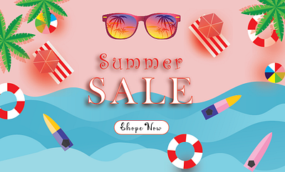 Summer sale banner branding design graphic design illustration