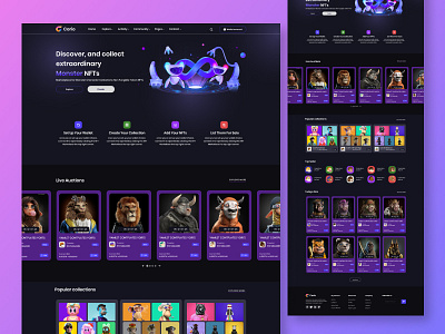 NFT Landing Page Website UI Design 3d 3d character design ai generated art landing page metaverse nft nft art popular trendy ui ui design uiux ux website design