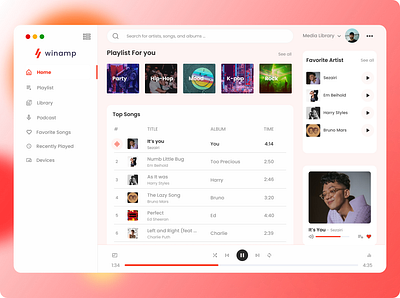 Redesign Winamp Application design desktop apps music ui uiux winamp
