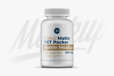 Matte Pills Bottle Mockup 300CC design food illustration logo mock up mockup package packaging psd template