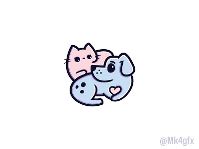 Lovely Pets Logo (for sale) animal animals branding cat cats cute design dog dogs happy heart illustration logo logo 2d logos love modern pets