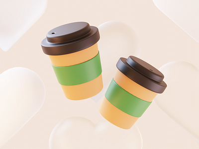 Have a lovely coffee time 3d 3d illustration blender blender3d blenderrender coffee cup heart