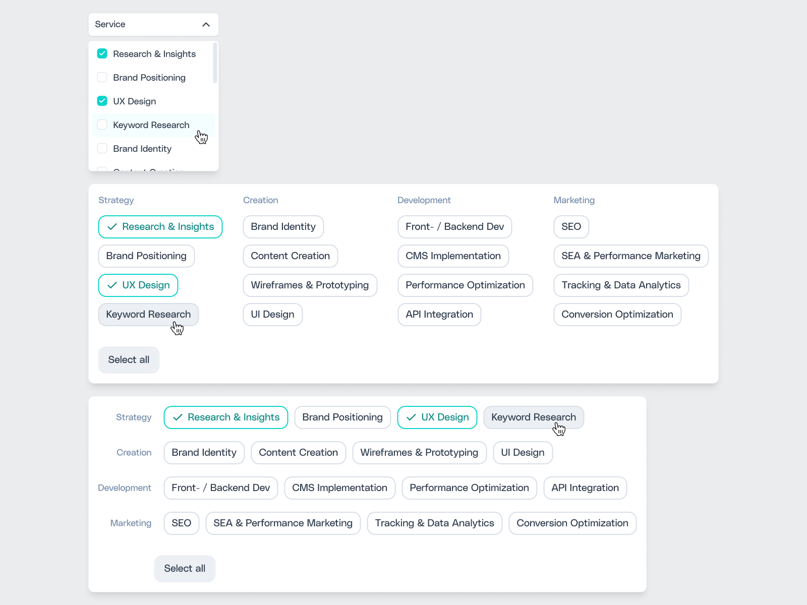 Example of Filter component exploration 📄