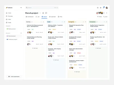 Taskboard UI kanban board project management taskboard ui uiux design ux