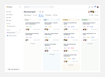 Taskboard UI kanban board project management taskboard ui uiux design ux