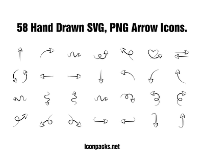 58 Hand Drawn SVG, PNG Arrow Icons arrow free resources freebies icon pack icon set icons png icons svg icons