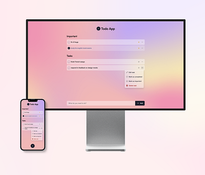 Todo App beautiful design gradient minimalistic mockups soft todo todo app ui