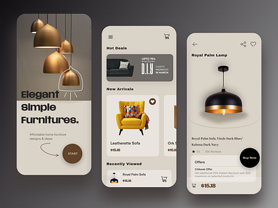 Mint Shine - Furniture App UI Design app design figma furniture app product design ui design ux design