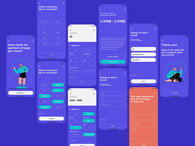 interactive painting cost estimator app branding design illustration typography ui ux web web design website