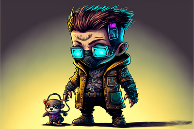 Cyberboy art artist artwork cartoon character comic cool cyberpunk design drawing illustration image nft painting