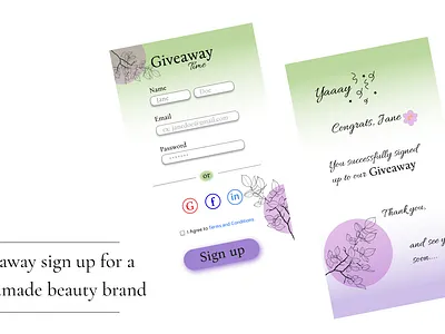 Sign up page app design ui ux
