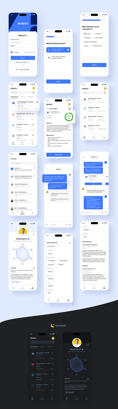 WOW!RK - Job Listing App case study design job listing ui design mobile app design mobile ui ui design uidesign