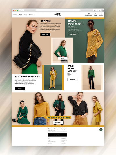 Fashion store website landing page | home page design fashion shop store web women fashion