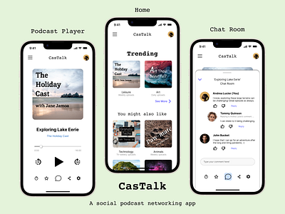 CasTalk app UI. app ui