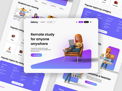 Udemy redesign Ux/Ui 3d 2022 3d uxui 3d web 3d web design academy web design graphic design light web design online school design redesign school web site simple web design udemy udemy redesign ui ux uxui design web design web site web site design web site redesign