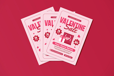 Valentine Sale Flyer Set ai banner bouqette chocolate couple discount flyer flyer poster graphic design graphic designer illustration love loved pink promotion psd sale tshirt valentine