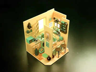 Clement's Kitchen 3d blender cycles design graphic design illustration isometric kitchen