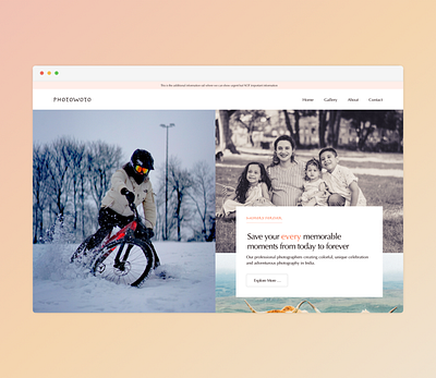 Photowoto | Landing page concept clean design landing page minimalist design photography studio photoshoot sketch ui ui design web design