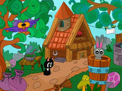 Fairy forest cartoon design flat design illustration nature sketch ui vector