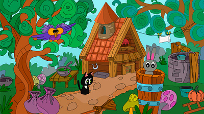 Fairy forest cartoon design flat design illustration nature sketch ui vector