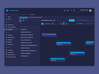 🖋 Redesign Microsoft Azure Web App azure dark theme data machine learning microsoft microsoft azure redesign ui ux web app