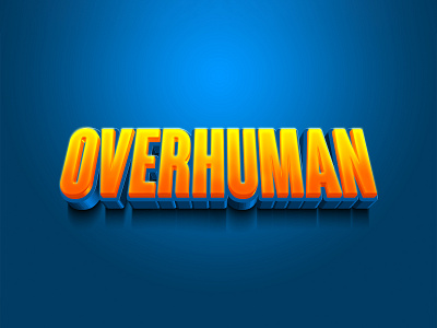 OVERHUMAN | Text Effect - Photoshop Template 3d 3d text blue design download file human logo mockup photoshop psd template yellow