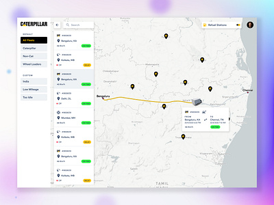 Fleet Management System cards clean colors filters flat fleet management system fleets left navigation live tracking map design modern navigation shadow tracking travel truck management trucks ui web webapp