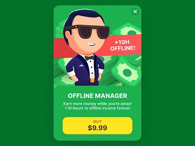 Food Park • Offline manager button cash game glasses green inapp manager mobile mobile game modal popup price purchase red yellow