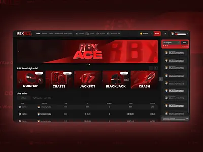 "RBXAce" Commission - A Robux Casino. casino design gambling graphic design roblox robux ui website