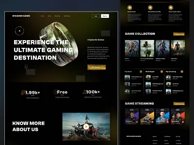 EPICARIER - Landing Page Game crypto dark landing page dark ui design game game concept gameing landing page gamewebsite gaming minimal mobile games nft nft landing page platform playing games ui ux valorant web website